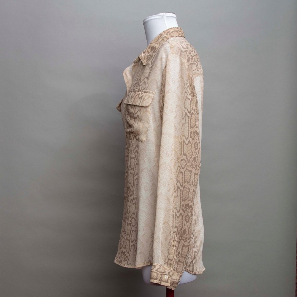 Chiffon Snake Pattern Button Top Beige Xl - image 3